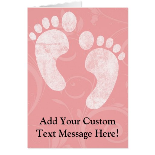 Pink/White Baby Footprints Greeting Card | Zazzle