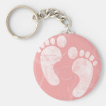 Pink/White Baby Footprints Key Chains