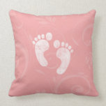 Pink/White Baby Footprints Pillows