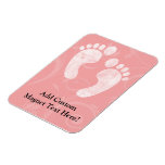 Pink/White Baby Footprints Rectangle Magnets