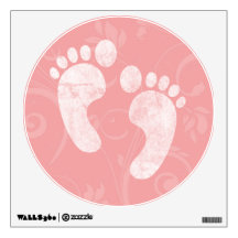 Pink/White Baby Footprints Room Stickers