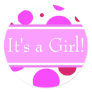 Pink & White Baby Girl Announcement Shower Sticker