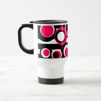 pink white black Black Stripes Coffee Mug
