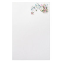 Pink & White Blossoms Victorian Trade Card stationery