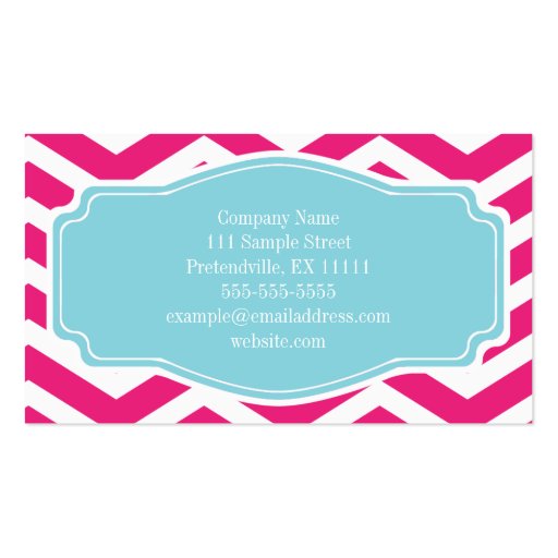 Pink White Blue Chevron Personal Business Card Templates (back side)