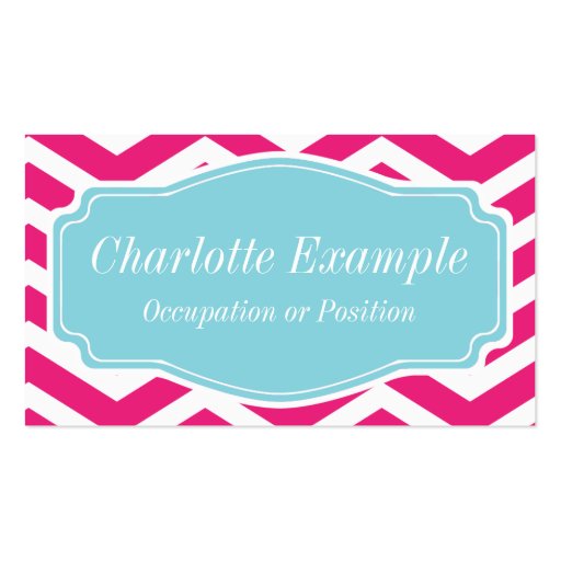 Pink White Blue Chevron Personal Business Card Templates (front side)