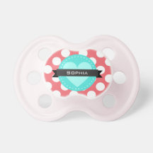 Pink White Blue Polka Dot Pattern Baby Pacifiers
