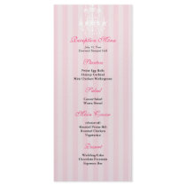 Pink & White Chandelier Striped Reception Menu Custom Rack Cards
