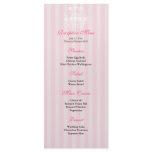 Pink &amp; White Chandelier Striped Reception Menu Custom Rack Cards