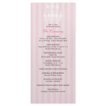Pink & White Chandelier Striped Wedding Program Custom Rack Cards