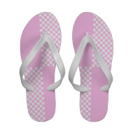 Pink white check Flip-Flops