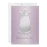 Pink White Christening Gown Girl Christening Custom Announcements