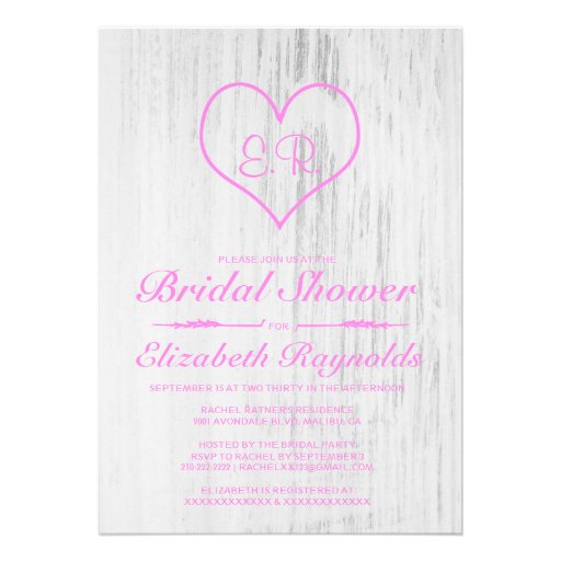 Pink & White Country Bridal Shower Invitations