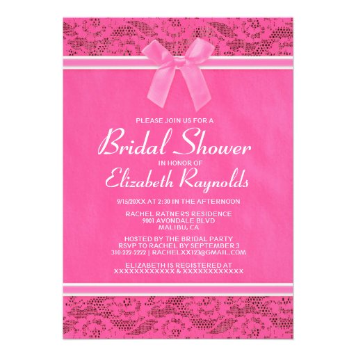 Pink White Country Lace Bridal Shower Invitations