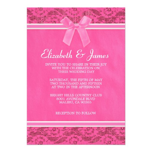 Pink & White Country Lace Wedding Invitations