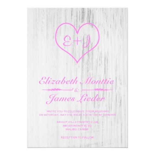 Pink & White Country Wedding Invitations