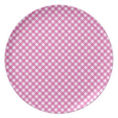Pink White Criss Cross Diamond Argyle Pattern Gift Party Plate