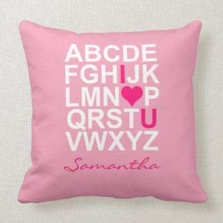 Pink White Customizeable Modern Love Throw Pillow