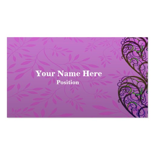 Pink White Damask Business Card (front side)