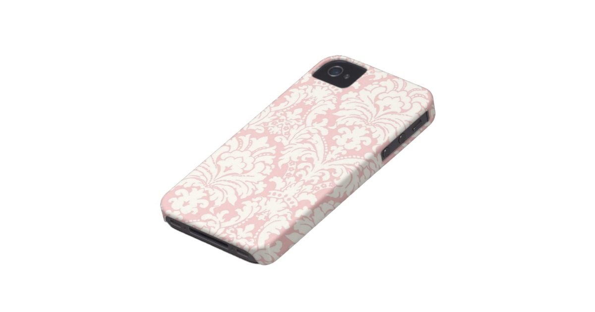 Pink&White Damask iPhone Case Zazzle
