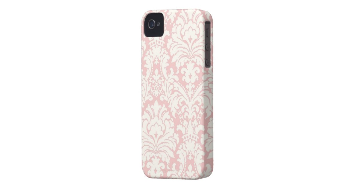 Pink&White Damask iPhone Case Zazzle
