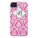 Pink & White Damask Monogram Phone Case Case-Mate iPhone 4 Cases