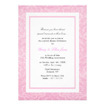 Pink & White Damask Wedding Anniversary Invite invitations