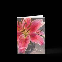 Pink & White Day Lily Thank You cards by ArtByLindaLou Pink & White Day Lily Thank You cards