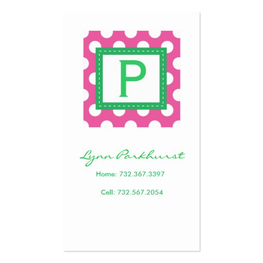 Pink & White Dot Calling Card Business Card Templates (front side)