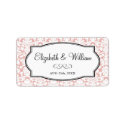 Pink white elegant damask border wedding favor tag label