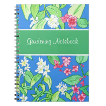 Pink, White Floral Customizable Gardening Notebook