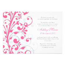 Pink, White Floral Graduation Invitation