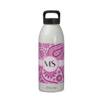 Pink White Floral Pattern Reusable Water Bottles