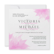 Pink & White Floral - Square Wedding Invitations