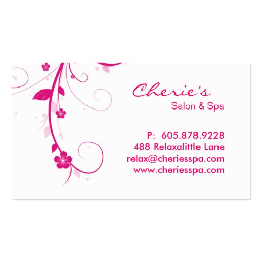 Pink White Floral Swirls business card (back side)