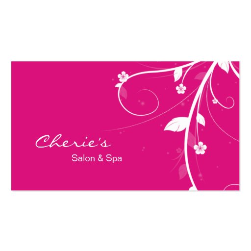 Pink White Floral Swirls business card