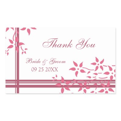 Pink White Floral Thank You Wedding Favor Tags Stickers