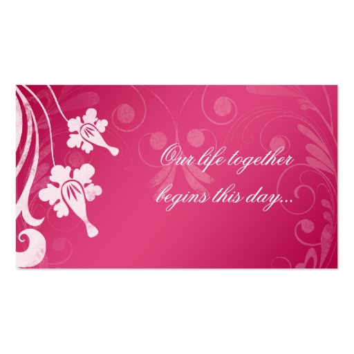 Pink White Floral Wedding Place or Escort Cards Business Cards (back side)