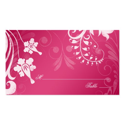 Pink White Floral Wedding Place or Escort Cards Business Cards (front side)