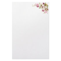 Pink & White Flowers Victorian Trade Card stationery