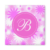 Pink white flowers with "B" Monogram magnets