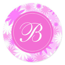 Pink white flowers with "B" Monogram stickers