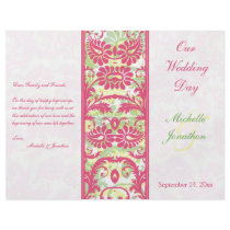Pink, White, Green, Yellow Damask Wedding Program Flyers