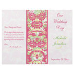 Pink, White, Green, Yellow Damask Wedding Program flyers