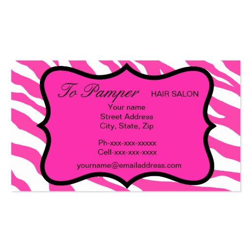 Pink, White & Green Zebra & Cheetah Skin Custom Business Cards (back side)