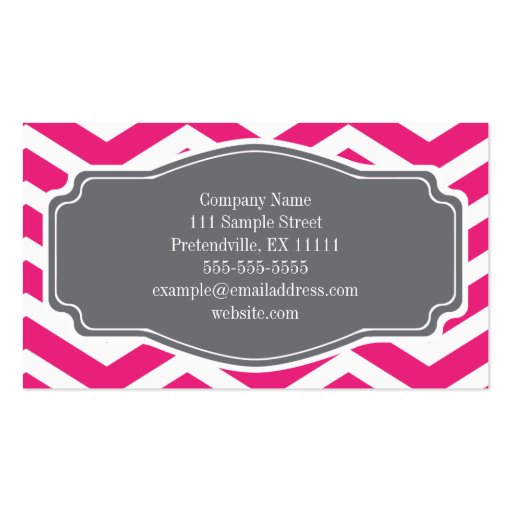 Pink White Grey Chevron Personal Business Card (back side)