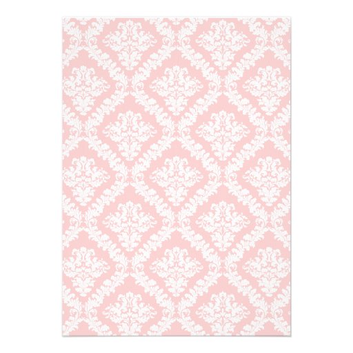 Pink, white, grey damask wedding bridal shower announcement