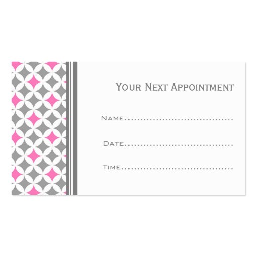 Pink White Grey Salon Appointment Cards Business Card Template (back side)