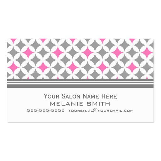 Pink White Grey Salon Appointment Cards Business Card Template (front side)