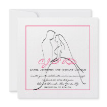 Pink White Initials Names Wedding Invitations